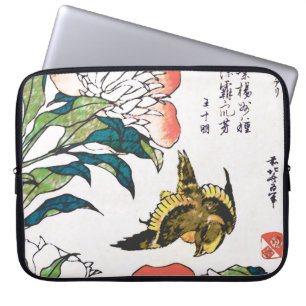 Vintages japanisches zeichn, Peonies und Sparrow Laptopschutzhülle