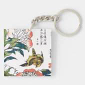 Vintages japanisches zeichn, Peonies und Sparrow Schlüsselanhänger (Rückseite)