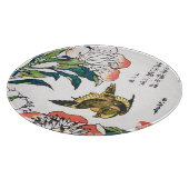 Vintages japanisches zeichn, Peonies und Sparrow Schneidebrett (Ecke)