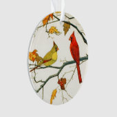 Vintages japanisches Zeichnen, Kardinäle auf einer Ornament (Vorderseite)