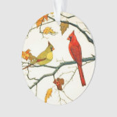 Vintages japanisches Zeichnen, Kardinäle auf einer Ornament (Vorderseite)