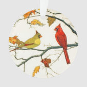 Vintages japanisches Zeichnen, Kardinäle auf einer Ornament (Vorderseite)