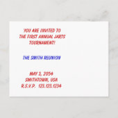 Vintages Jarts-Turnier Einladung Postkarte (Rückseite)