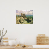 Vintages Java, Borobodur-Tempel, Buddha-Figur Poster (Küche)