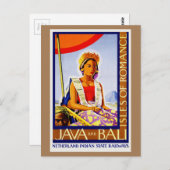 Vintages Java und Bali Indonesien von Railways Postkarte (Vorne/Hinten)