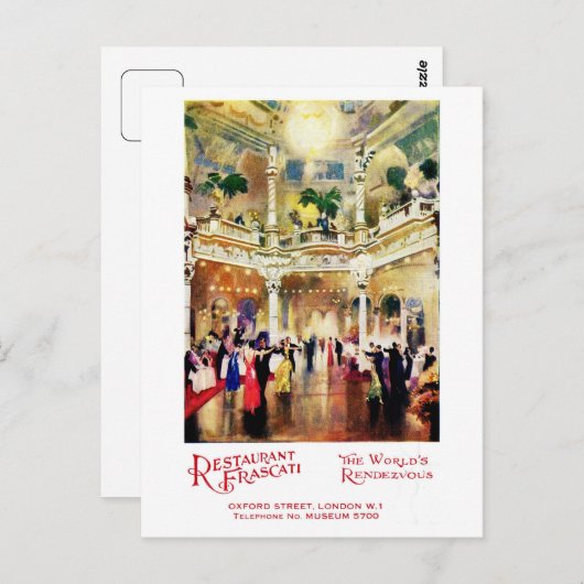 Vintages Jazzjahrinserat Restaurant Frascati Postkarte (Vorne/Hinten)