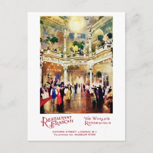 Vintages Jazzjahrinserat Restaurant Frascati Postkarte (Vorderseite)