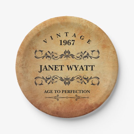 Vintages 🎈 jedes Lebensalter Pappteller (Vorderseite)