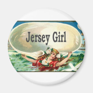 Vintages Jersey-Ufer-Jersey-Mädchen Magnet