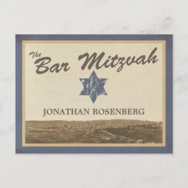 Vintages Jerusalem Bar Mitzvah Save the Date Marin Ankündigungspostkarte