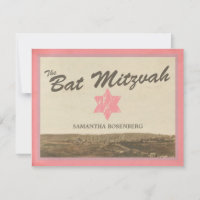 Vintages Jerusalem-Bat Mitzvah-Antwortkarte in Ros