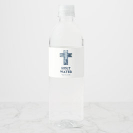 Vintages Jesus Cross Blue Christianity Heiliges Wa Wasserflaschenetikett