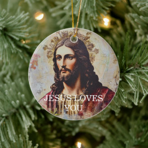 Vintages Jesus Liebe Keramik Ornament