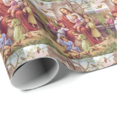 Vintages Jesus mit Kindern Geschenkpapier (Rolleneckpunkt)
