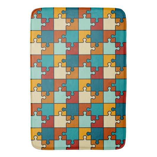 Vintages Jigsaw Puzzle Pieces Muster Badematte (Vorderseite Vertikal)
