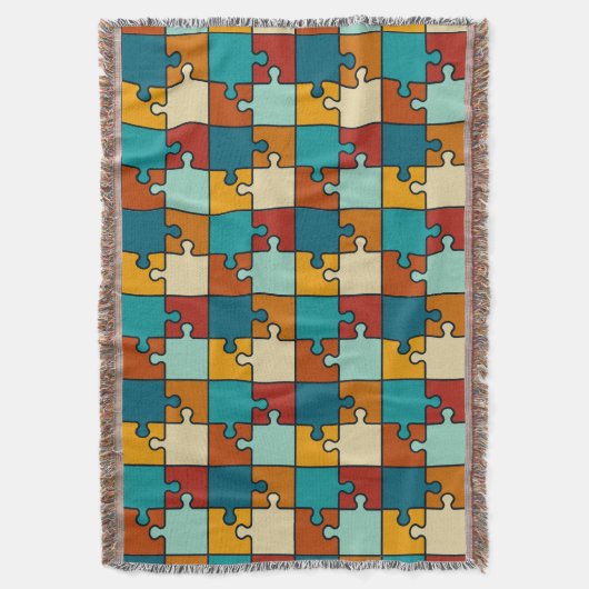 Vintages Jigsaw Puzzle Pieces Muster Decke (Vorderseite Vertikal)