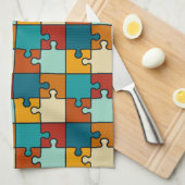 Vintages Jigsaw Puzzle Pieces Muster Geschirrtuch (Viertel Falte)