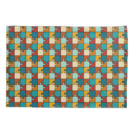 Vintages Jigsaw Puzzle Pieces Muster Kissenbezug