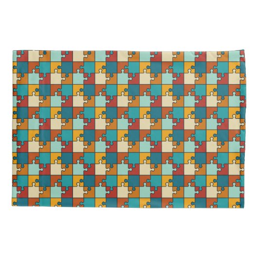 Vintages Jigsaw Puzzle Pieces Muster Kissenbezug (Rückseite)
