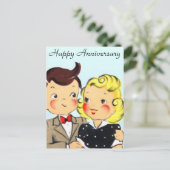 Vintages Jubiläumspaar Postkarte (Stehend Vorderseite)