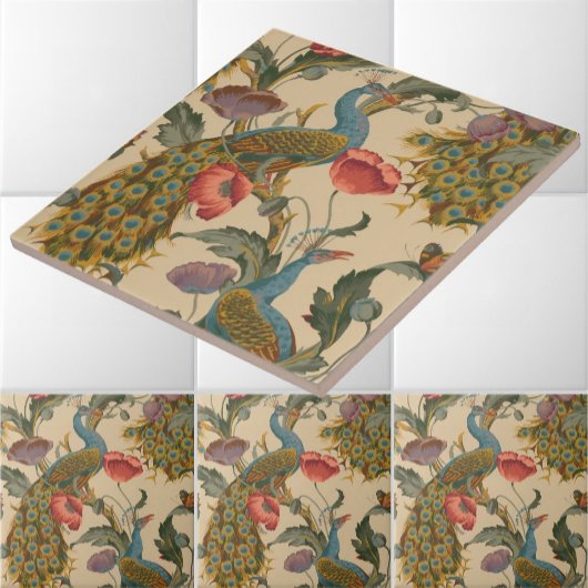 Vintages Jugendstil 1890 Das Pfauenmuster Fliese