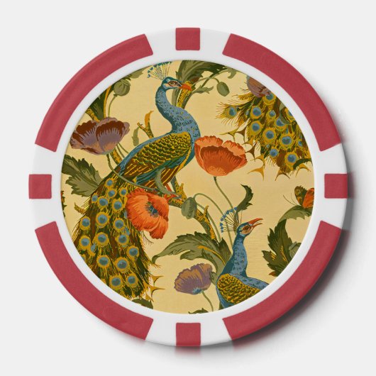 Vintages Jugendstil 1896 Das Pfauenmuster Pokerchips (Vorderseite)
