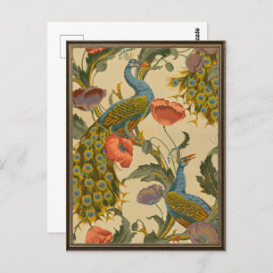 Vintages Jugendstil 1896 Das Pfauenmuster Postkarte