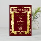 Vintages Jugendstil 1902 Hochzeit am Bräunungsring Folieneinladung (Stehend vorne)