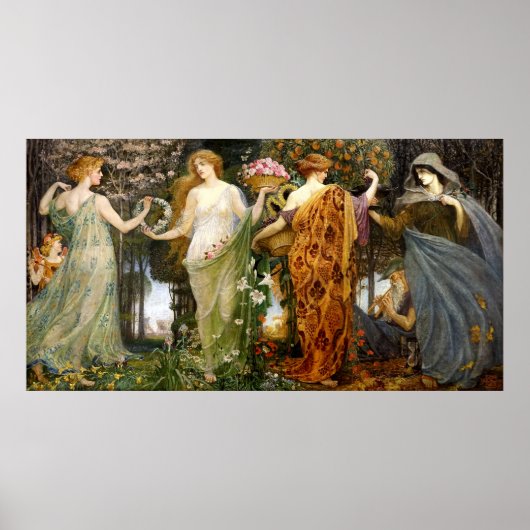 Vintages Jugendstil 4 Jahreszeiten durch Walter Cr Poster (Vorne)