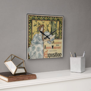 Vintages Jugendstil, Ausstellung des Beaux Arts Quadratische Wanduhr