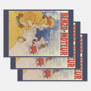 Vintages Jugendstil, Benzo Moteur von Jules Cheret Geschenkpapier Set