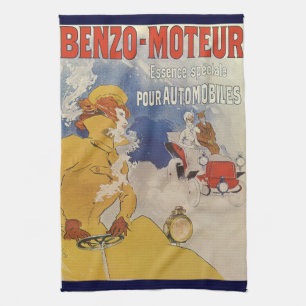 Vintages Jugendstil, Benzo Moteur von Jules Cheret Geschirrtuch