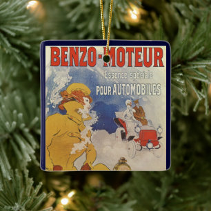 Vintages Jugendstil, Benzo Moteur von Jules Cheret Keramikornament