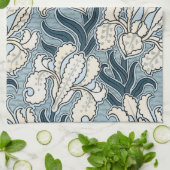 Vintages Jugendstil, Blue Garden Iris Blume Geschirrtuch (Gefaltet)