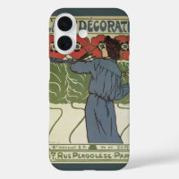 Vintages Jugendstil, Blume zum Malen von Mohn