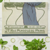 Vintages Jugendstil, Blume zum Malen von Mohn Geschirrtuch (Gefaltet)