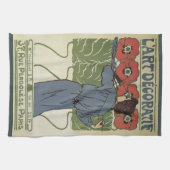 Vintages Jugendstil, Blume zum Malen von Mohn Geschirrtuch (Horizontal)