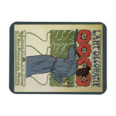 Vintages Jugendstil, Blume zum Malen von Mohn Magnet (Horizontal)