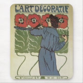 Vintages Jugendstil, Blume zum Malen von Mohn Mousepad (Vorne)