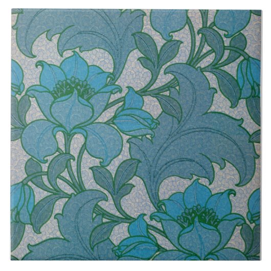 Vintages Jugendstil-Blumenmuster Fliese (Vorderseite)