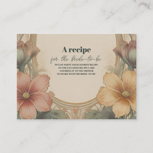 Vintages Jugendstil-Brautparty Begleitkarte (Vorderseite)