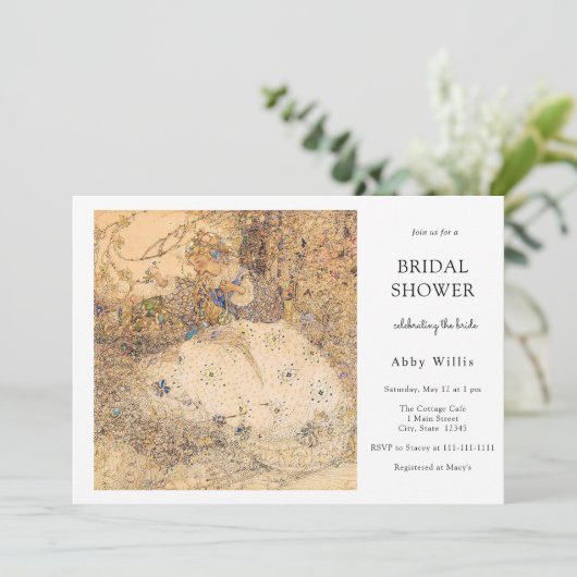 Vintages Jugendstil-Brautparty Einladung (Stehend Vorderseite)