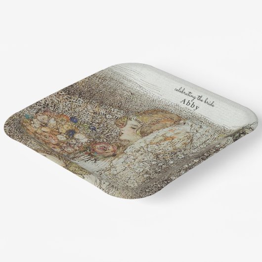 Vintages Jugendstil-Brautparty Pappteller (Gewinkelt)