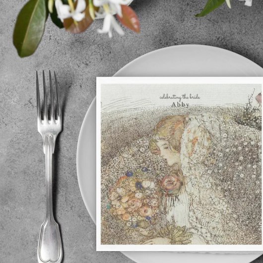 Vintages Jugendstil-Brautparty Serviette