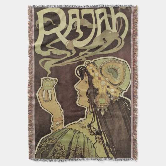 Vintages Jugendstil-Café Rajah, Frau mit Kaffee Decke (Vorderseite Vertikal)