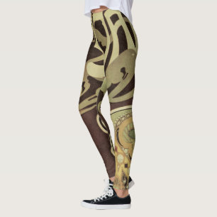 Vintages Jugendstil-Café Rajah, Frau mit Kaffee Leggings
