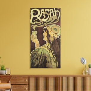 Vintages Jugendstil-Café Rajah, Frau mit Kaffee Leinwanddruck