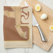 Vintages Jugendstil-Café Rajah, Lady mit Kaffee Geschirrtuch (Viertel Falte)