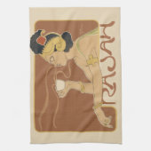 Vintages Jugendstil-Café Rajah, Lady mit Kaffee Geschirrtuch (Vertikal)