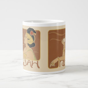 Vintages Jugendstil-Café Rajah, Lady mit Kaffee Jumbo-Tasse